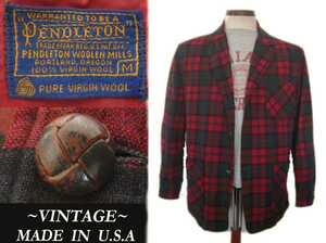 60s ビンテージ Pendleton チェックWOOL ジャケット USAアメリカ製 ペンドルトン VINTAGE ウエアハウス RL ガーメンツ WOOLRICH モデル