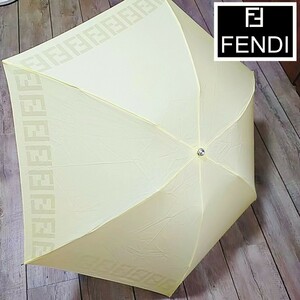 未使用に近い　フェンディ　日傘　折りたたみ　柄　ロゴ　UV　FF　傘袋付き