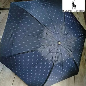 ポロラルフローレン　晴雨兼用　日傘　折りたたみ　柄　ロゴ　ブラック　ネイビー