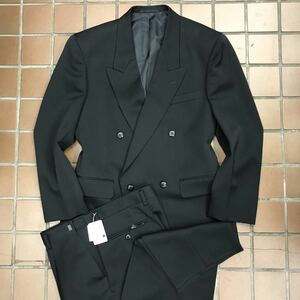 【新品★礼服】★激安★礼服/サイズM AB3 /ブラック　漆黒の黒/ノーベンツ/冠婚葬祭　ダブルスーツ　アジャスター付　良品質素材　毛100%