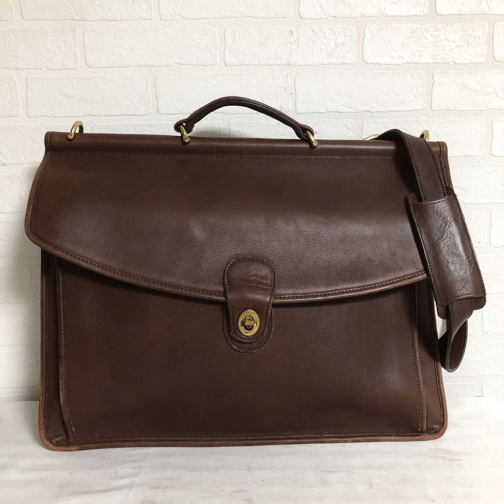 2899★ オールドコーチ COACH コーチ レザー ビジネスバッグ ブリーフケース ショルダーバッグ ターンロック メンズ ブラウン