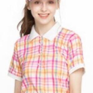 キスオンザグリーン ピンクチェックポロシャツ サイズ2