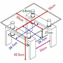 ガラステーブル 幅55 奥行55 ホワイト 強化ガラス 白 センターテーブル リビングテーブル 座卓 リビング 机 ローテーブル ミニ 正方形_画像9