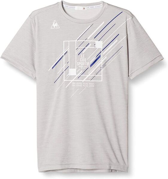 ルコックスポルティフ テニスウェア プラクティスシャツ 半袖Tシャツ グレー(灰色) QTMQJA04 メンズL 新品