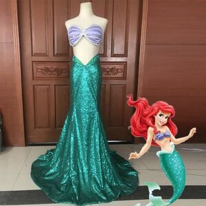 xd109ディズニー 人魚姫 Ariel アリエル プリンセス ワンピース ドレス ハロウィン イベント仮装 コスプレ衣装