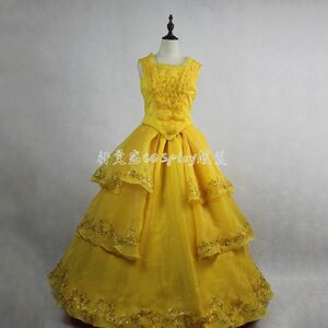 xd166ディズニー 美女と野獣 Beauty and the Beast ベル Belle プリンセス ワンピース コスプレ衣装