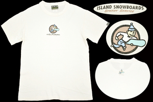Y-4958★送料無料★ISLAND SNOW HAWAII ISLAND SNOWBOARDS スノーボード★90s アメリカ製 ヴィンテージ 白色 半袖 T-シャツ Ｍ