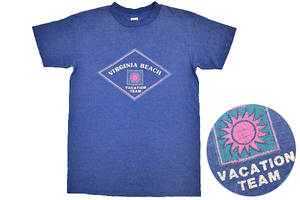 Y-4985★送料無料★VIRGINIA BEACH バージニア ビーチ★70s 80s Textile Prints アメリカ USA製 ヴィンテージ 半袖 T-シャツ Ｓ