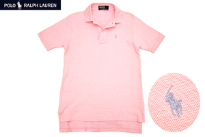 Y-5008★送料無料★美品★Polo by Ralph Lauren ポロ ラルフローレン★正規品 ピンク ポニー刺繍 鹿の子 半袖 ポロシャツ Ｍ