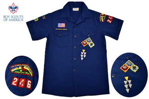 Y-5019* free shipping *BOYSCOUTS OF AMERICA Boy ska uto America * navy navy blue color badge attaching short sleeves shirt 160cm