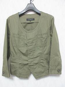 ユナイテッドアローズ UNITED ARROWS ノーカラー ジャケット カーキ 36 yg1763