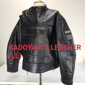 【希少】美品◆KADOYA K’S LEATHER カドヤ ケーズレザー 牛革 レザージャケット/ライダース/バイカー(LL)黒/ブラック/BLK　