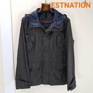 綺麗◆正規品 ESTNATION エストネーション リバーシブル ナイロンパーカ/ジャケット/マウンテンジャケット(メンズS)黒/ブラック/迷彩/カモ