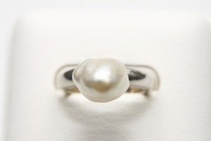  south . White Butterfly pearl pearl ring [ ring ]kesi10×8mm white color silver made ring frame 