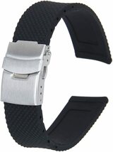 時計バンド 交換ベルトシリコーンゴム 腕時計ストラップ 防水 22mm (ブラック);HP0288;_画像1