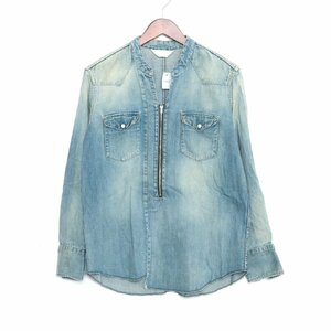 UNUSED ノーカラーハーフジップデニムシャツ サイズ0 インディゴ アンユーズド denim shirts