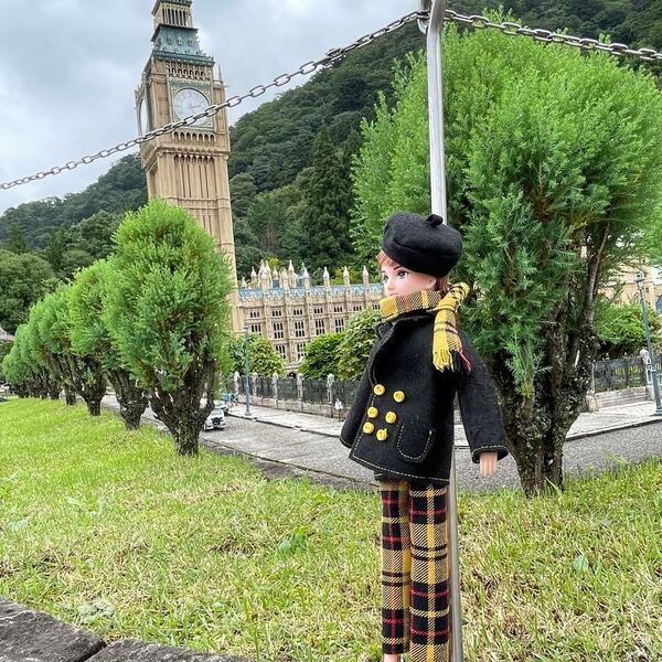 004リカちゃんボーイフレンド はるとくん ハンドメイド 服 イギリスコーディネート ジャケット チェックパンツ マフラー