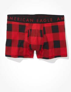 * ラスト２ * AE アメリカンイーグル ボクサーブリーフ トランクス AEO Plaid 3" Classic Trunk Underwear Boxer Brief L / Red *