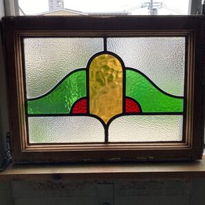 8s-741 アンティークステンドグラス 花草柄 1920年代英国製/イギリス製