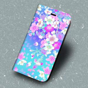 iPhone14 他 手帳型ケース 水面桜 和柄-華/桜 柄 iPhoneSE iPhone8 iPhone13 iPhoneXR 他 iPhone 各機種対応