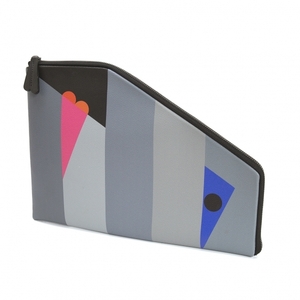  Issey Miyake ISSEY MIYAKE IKKO TANAKA rice field middle light FACE CLUTCH leather clutch bag gray other [ lady's ]