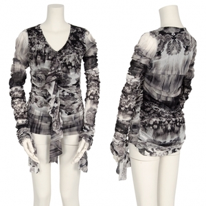  Jean-Paul Gaultier soleil flower print gya The - power net cut and sewn white black gray M [ lady's ]