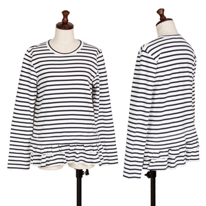  com com Comme des Garcons COMME des GARCONS hem frill border cut and sewn white navy blue M [ lady's ]