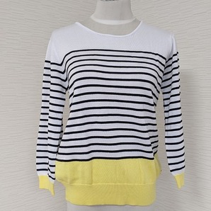 【送料無料】A308 C.ROUAN セ・ルーアン ニット セーター コットン カットソー ボーダー レモン ネイビー 白 大きいサイズ 11号