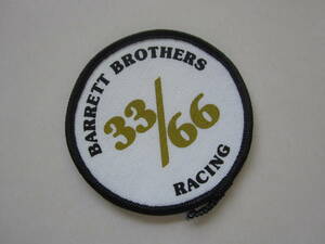 ビンテージ BARRETT BROTHERS RACING レーシング 33/66 企業 プリント ワッペン/ F1 アメリカ 自動車 アメカジ 古着 USA 76
