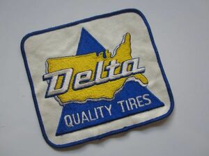 【大きめ】ビンテージ Delta デルタ QUALITY TIRES タイヤ ワッペン/自動車 バイク オートバイ B02