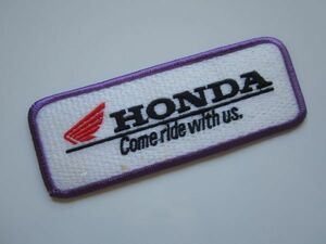 HONDA COME ride with us ホンダ バイク オートバイ 横長 長方形 ロゴ プリント ワッペン/自動車 整備 作業着 ビンテージ ③ 73