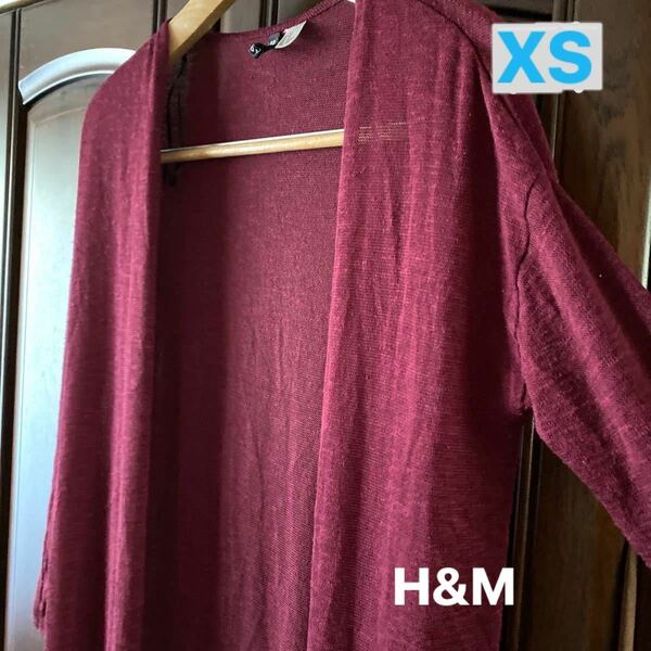 H&M XSサイズ　透かし編み　ロングカーディガン