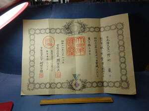 （５）勲記　大日本国璽　勲六等瑞宝章授与証 　昭和１７年１１月１２日　於宮城