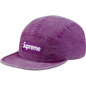 即決 supreme washed canvas camp cap purple