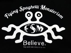 送込　Flying Spaghetti Monster　半袖Tシャツ　黒色　Lサイズ 