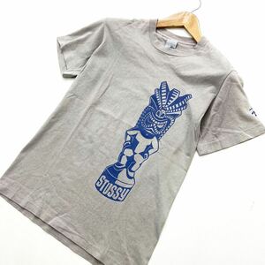 ステューシー ☆ STUSSY 90s 00s USA製 インディアン プリント 半袖 Tシャツ グレー S 不動の定番 ストリート スケーター HIPHOP■S386