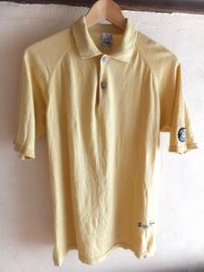 sinakoba polo-shirt with short sleeves M size cotton knitted mustard mustard Karashi color hem .SINA COVA embroidery cotton 100% yellow color 