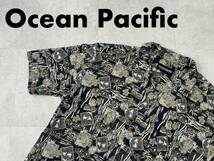 ☆送料無料☆ Ocean Pacific オーシャンパシフィック USA直輸入 古着 総柄 レーヨン アロハシャツ メンズ XL トップス 中古 即決_画像1