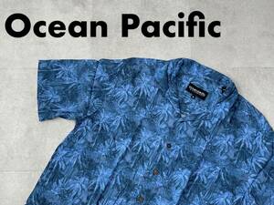 ☆送料無料☆ Ocean Pacific オーシャンパシフィック USA直輸入 古着 ヤシの木柄 レーヨン アロハシャツ メンズ M トップス 中古 即決