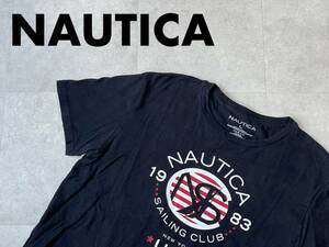 ☆送料無料☆ NAUTICA ノーティカ USA直輸入 古着 半袖 Tシャツ メンズ L ブラック トップス 中古 即決