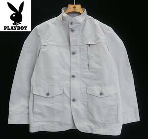 ◆VIP PLAYBOY COLLECTION*サイズM*フルジップジャケット*多収納*内ポケット*薄手*軽量*灰色*グレー*メンズ*アウター*プレイボーイ #5380