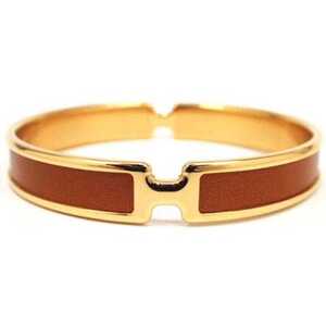 HERMES エルメス バングル オランプ パラディウムプレーテッド / VEAU BOX GOLD H010677CC 37の商品画像