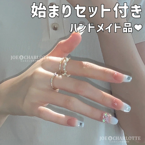 No.37 gel artificial nails finger .bi juke rear ribbon glate pink 