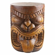 エスニック彫刻 舌を出すティキ像ウッドトーン彫刻（木彫）ハワイ大型サイズ サイドテーブル 彫像/ エスニックカフェ（輸入品）_画像2