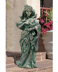 西洋彫刻 三羽の鳩を連れた母なるガイア 平和のガーデン彫像/ ガーデニング 庭園 園芸 芝生 玄関 新築祝い(輸入品