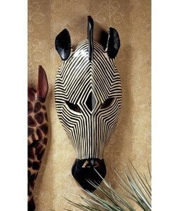 アフリカンアート 民族芸術 シマウマ（仮面）マスク 彫像 彫刻 デザイン・トスカノ製/ エスニックインタリア（輸入品