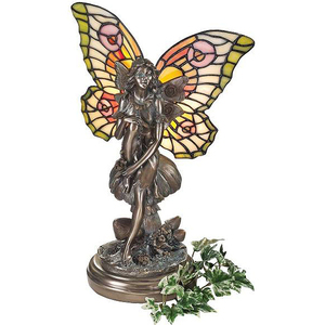 ティファニースタイルのステンドグラス 妖精フェアリーイルミネーション彫刻 彫像/ 書斎 化粧室 アロマ（輸入品