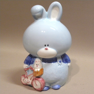 [ unused new goods ]1980 period that time thing ceramics fancy ... rabbit savings box ( old former times Vintage Showa Retro miscellaneous goods character )