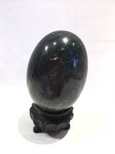 ■7322■天然石 ストーン 置物 飾り 台座 卵型 玉子型 鉱石 パワーストーン 高さ約8cm ブラック 楕円