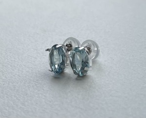  aquamarine earrings platinum earrings 5mm×7mm aquamarine free shipping 